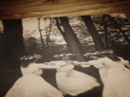 Circle of Dancing Witches Art Print, Spring Celebration Poster, Beltane Ritual, Whimsigoth Cottagecore Wall Art,, Gothic Witchy Home Decor