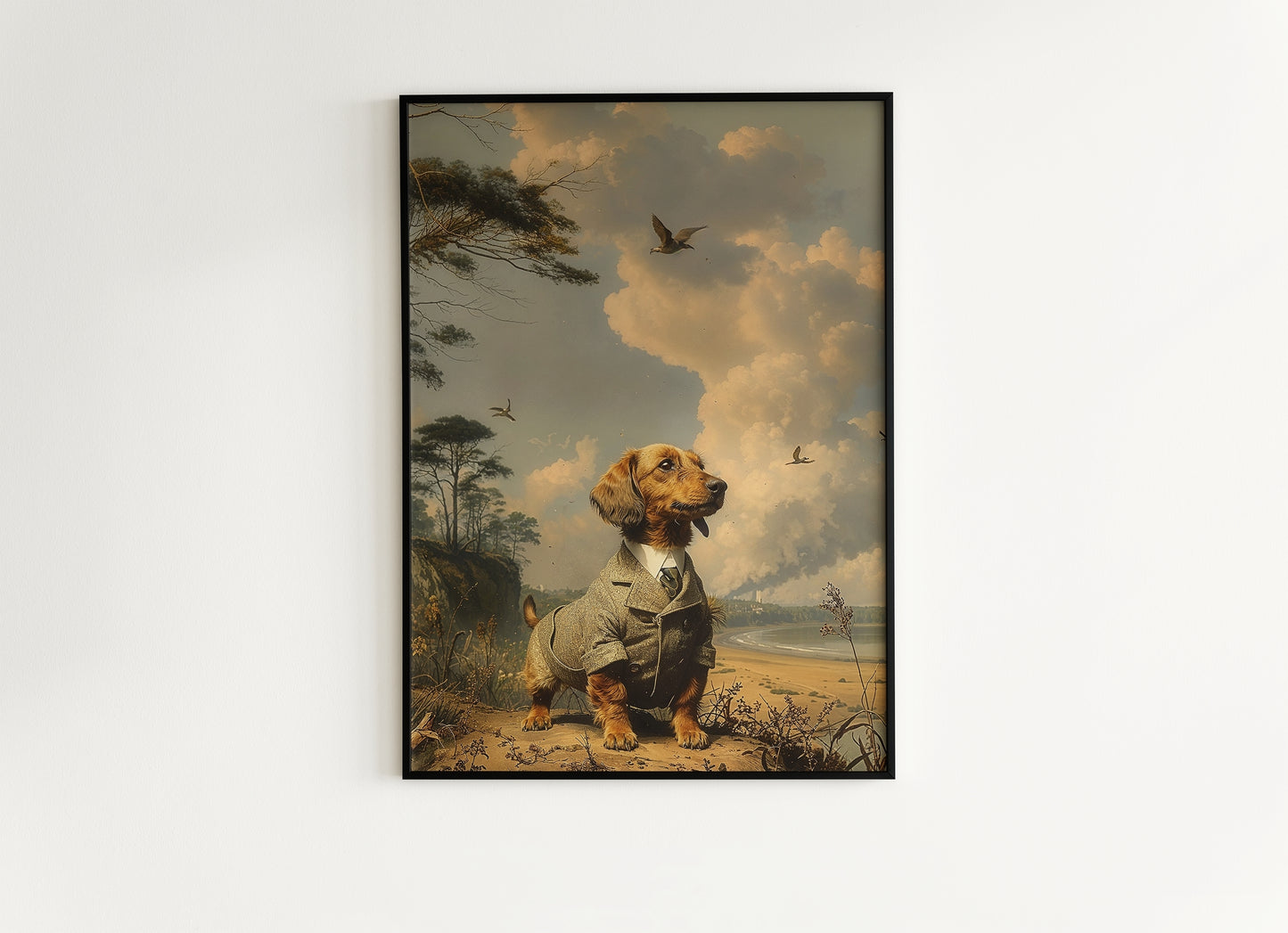 Mr Pooch, Sausage Dog in a suit, Daschund Poster, Victorian Weiner Puppy dog, Whimsigoth Wall Art Print, Dark Academia Decor