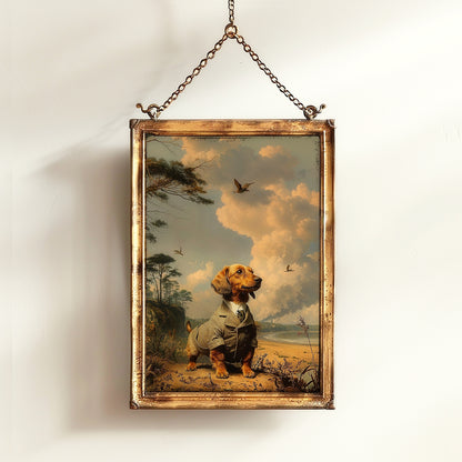 Mr Pooch, Sausage Dog in a suit, Daschund Poster, Victorian Weiner Puppy dog, Whimsigoth Wall Art Print, Dark Academia Decor