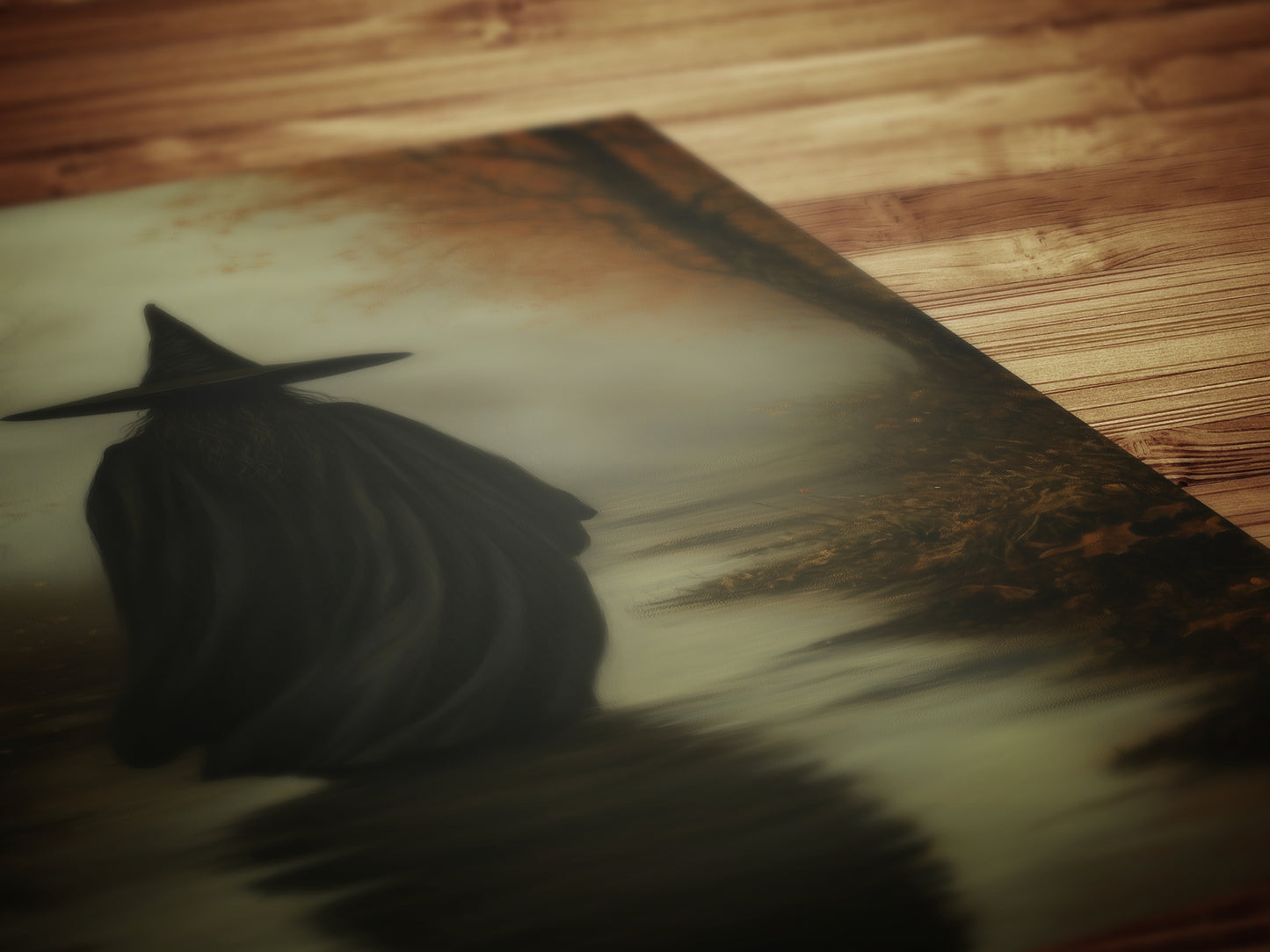 Gothic Witch in Forest Path Art Print, Whimsigoth Pagan Witchy Home Decor, Cottagecore Fairycore Wall Decor, Wiccan Dark Academia Poster