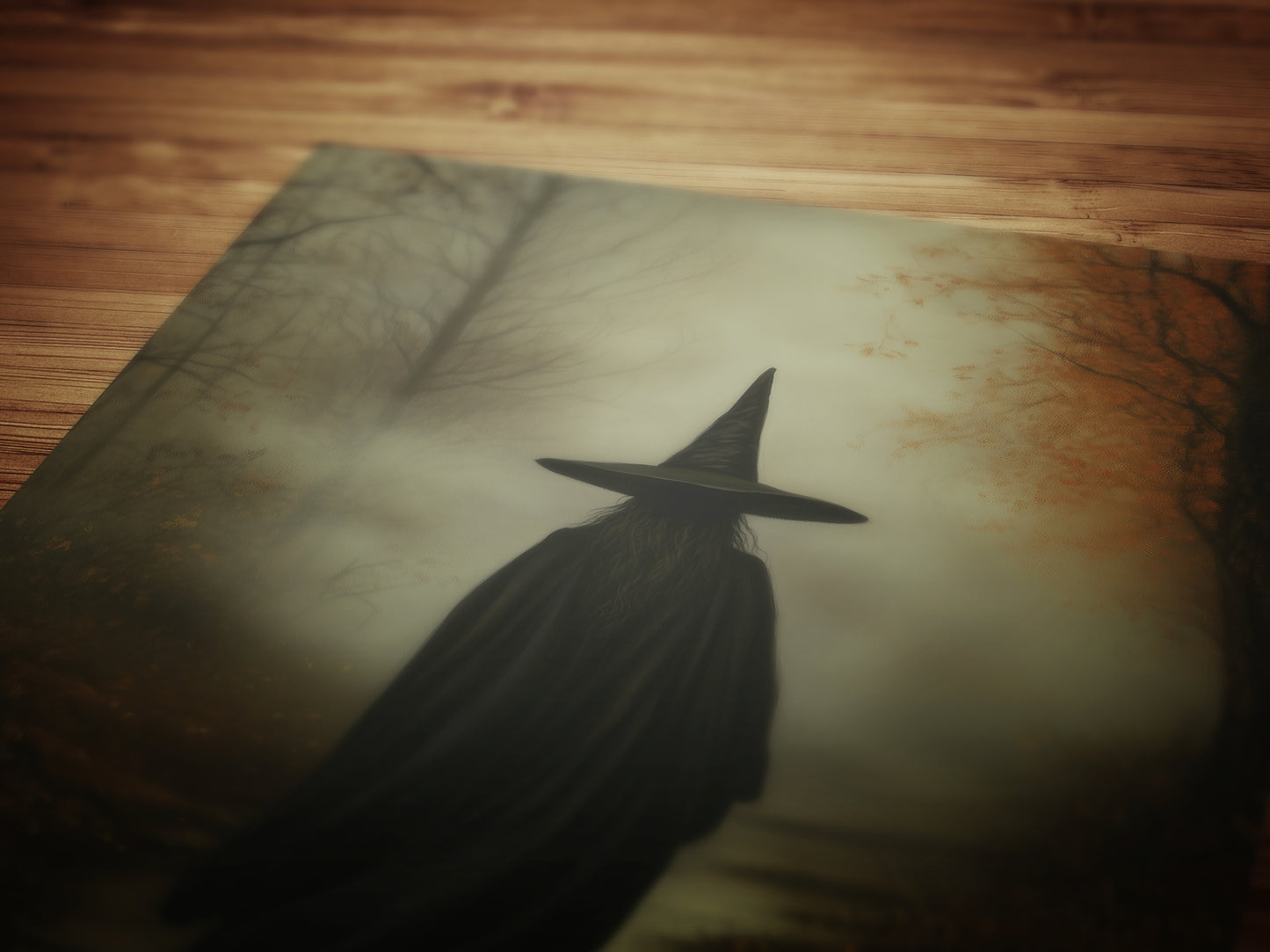 Gothic Witch in Forest Path Art Print, Whimsigoth Pagan Witchy Home Decor, Cottagecore Fairycore Wall Decor, Wiccan Dark Academia Poster