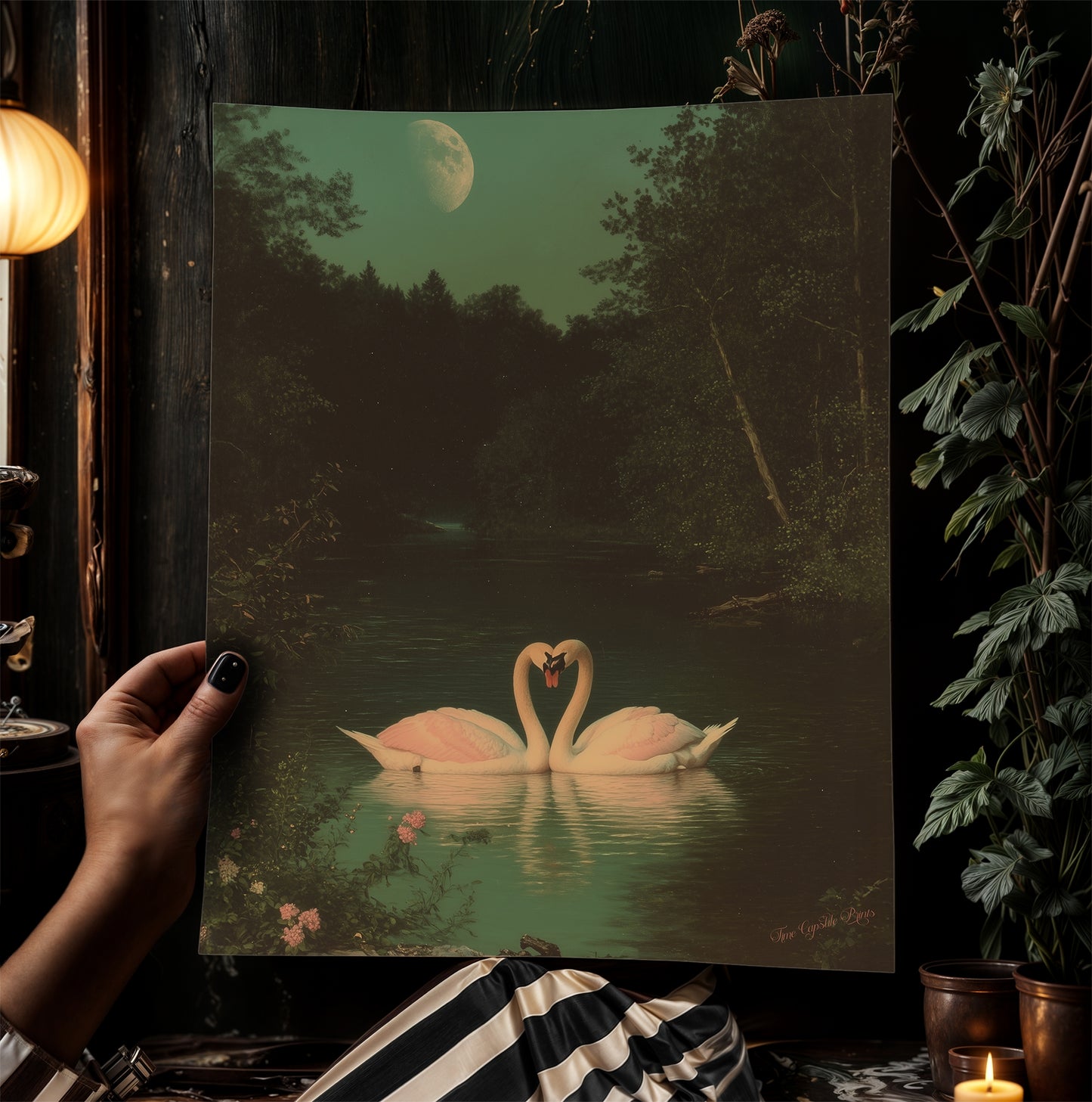 The Swans Waltz, Romantic Wall Art, Victorian Bird, Whimsigoth Nature Wall Decor, Vintage Gloomy Gothic Poster, Soft Academia Art Print