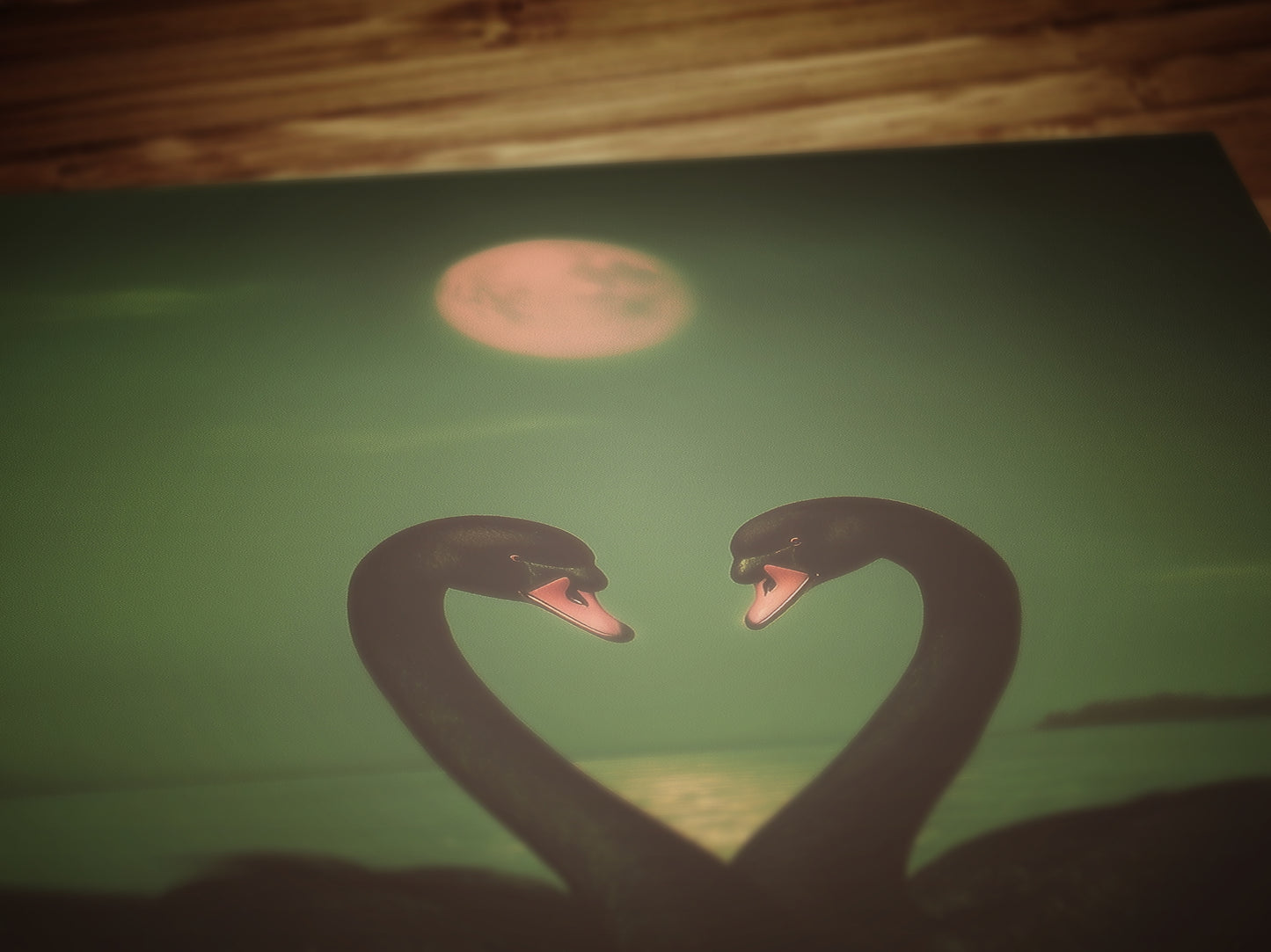 Romantic Black Swan Pair in Moonlight Art Print, Gothic Whimsigoth Wall Decor, Victorian Birds, Vintage Soft Academia Gloomy Gothic Poster