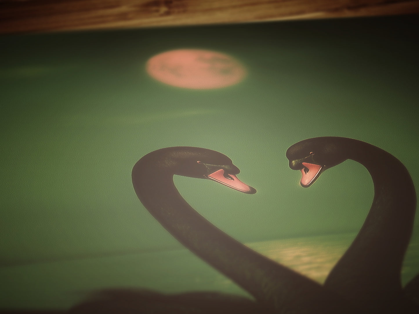 Romantic Black Swan Pair in Moonlight Art Print, Gothic Whimsigoth Wall Decor, Victorian Birds, Vintage Soft Academia Gloomy Gothic Poster