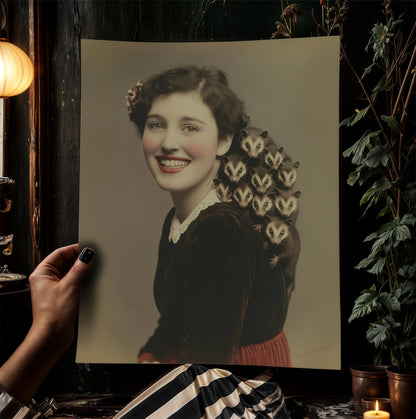 Possum Mama Art Print, Whimsigoth Animal Portrait, Creepy Cute Quirky Gothic Poster, Opossum Mom Lover Gift, Weird Classical Wall Art Decor