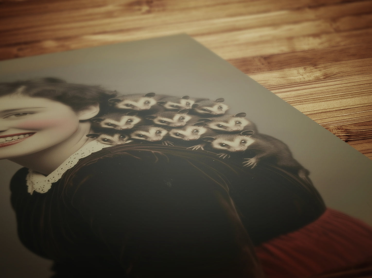 Possum Mama Art Print, Whimsigoth Animal Portrait, Creepy Cute Quirky Gothic Poster, Opossum Mom Lover Gift, Weird Classical Wall Art Decor