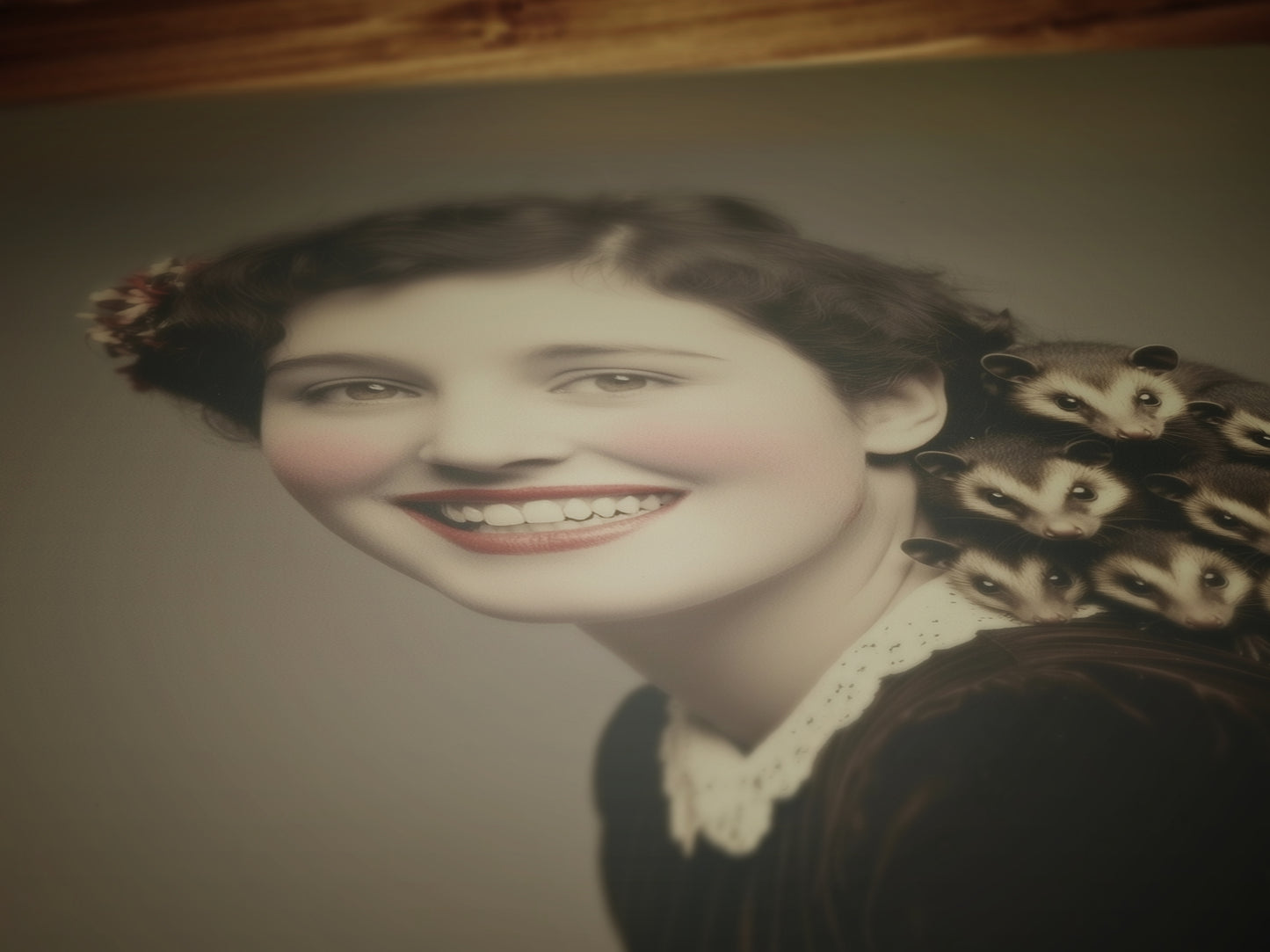 Possum Mama Art Print, Whimsigoth Animal Portrait, Creepy Cute Quirky Gothic Poster, Opossum Mom Lover Gift, Weird Classical Wall Art Decor