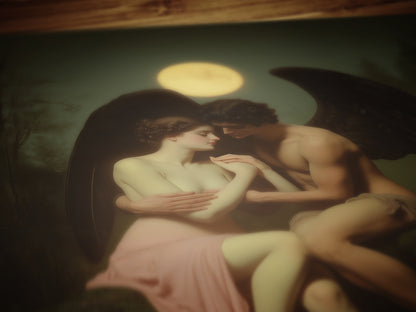 Dark Romantic Angel Of Death Art Print, Witchy Gothic Mythology Lovers Wall Decor, Whimsigoth Moonlight Fantasy Poster, Fallen Angel Poster