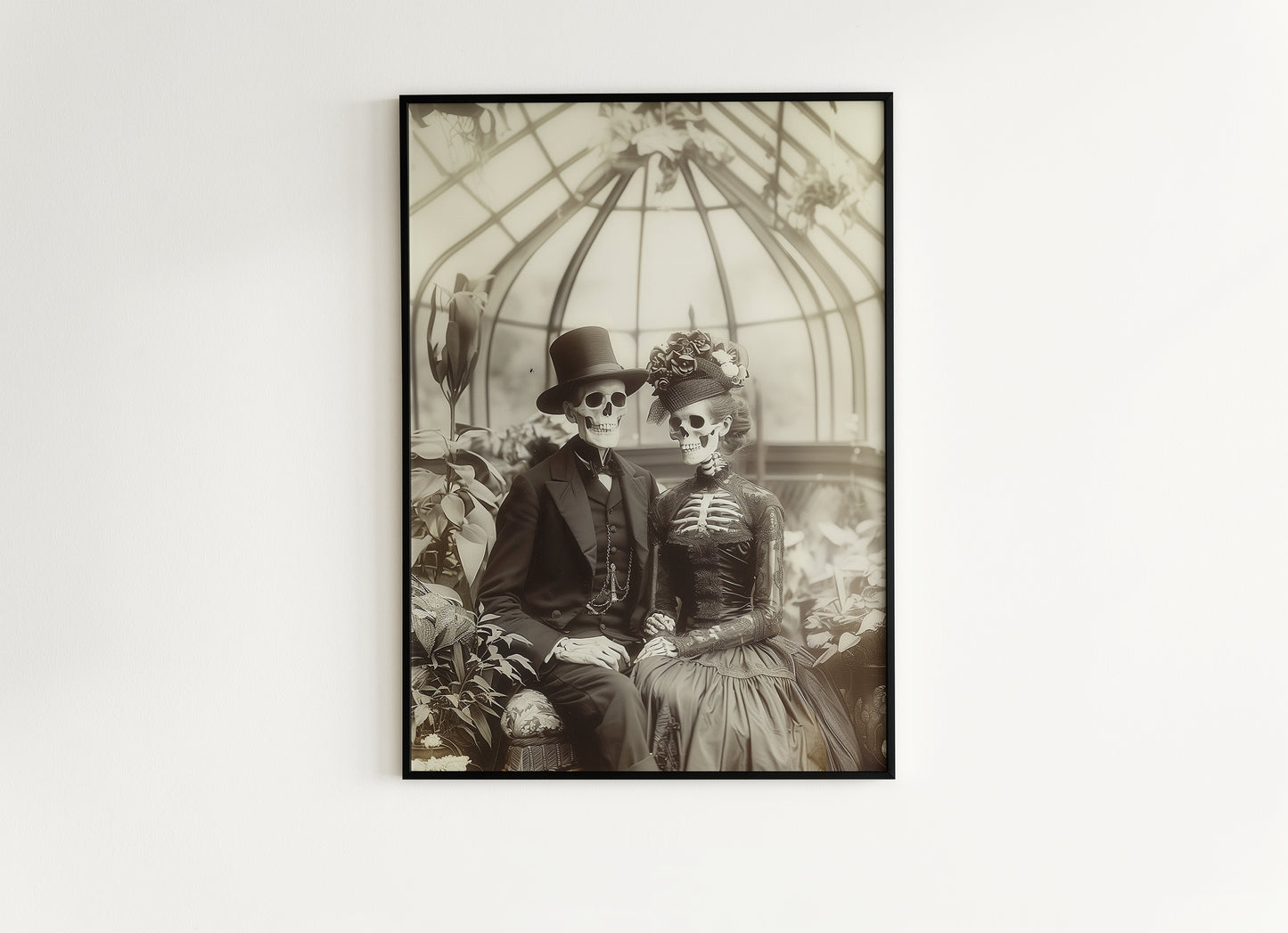 Skeleton Wedding Print, Gothic Victorian photograph, Dark Academia Poster, Witchy Goth Wedding Gift Wall Art