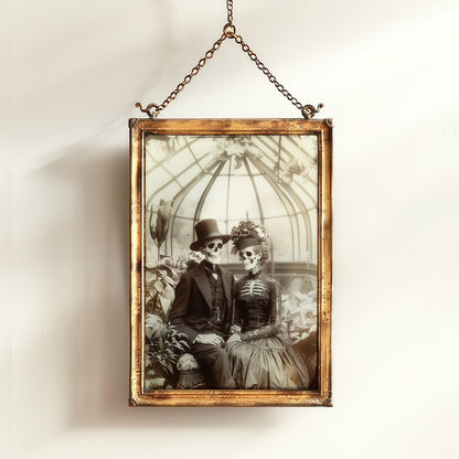 Skeleton Wedding Print, Gothic Victorian photograph, Dark Academia Poster, Witchy Goth Wedding Gift Wall Art