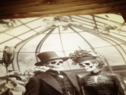 Skeleton Wedding Print, Gothic Victorian photograph, Dark Academia Poster, Witchy Goth Wedding Gift Wall Art