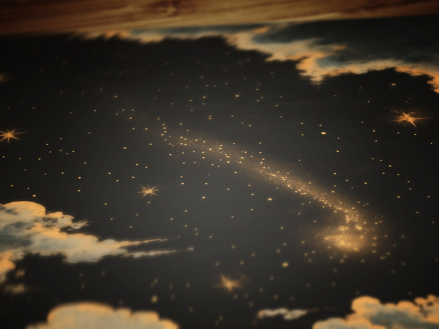 Celestial Night Sky Art Print, Whimsigoth Starry Sky Poster, Witchy Wall Art, Vintage Landscape With Stars And Clouds, Dark Academia Decor