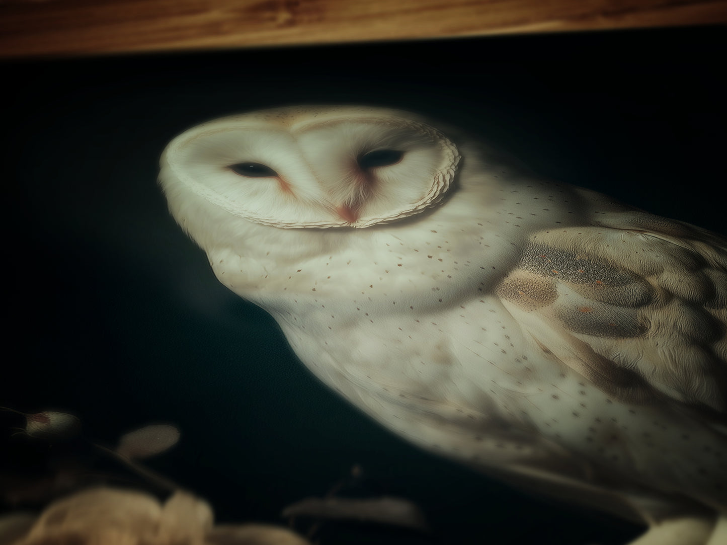 Gothic Barn Owl Perched On Roses Branch Wall Art, Vintage Nocturnal Bird Painting, Witchy Whimsigoth Decor, Dark Academia Poster