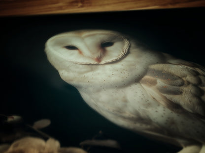 Gothic Barn Owl Perched On Roses Branch Wall Art, Vintage Nocturnal Bird Painting, Witchy Whimsigoth Decor, Dark Academia Poster