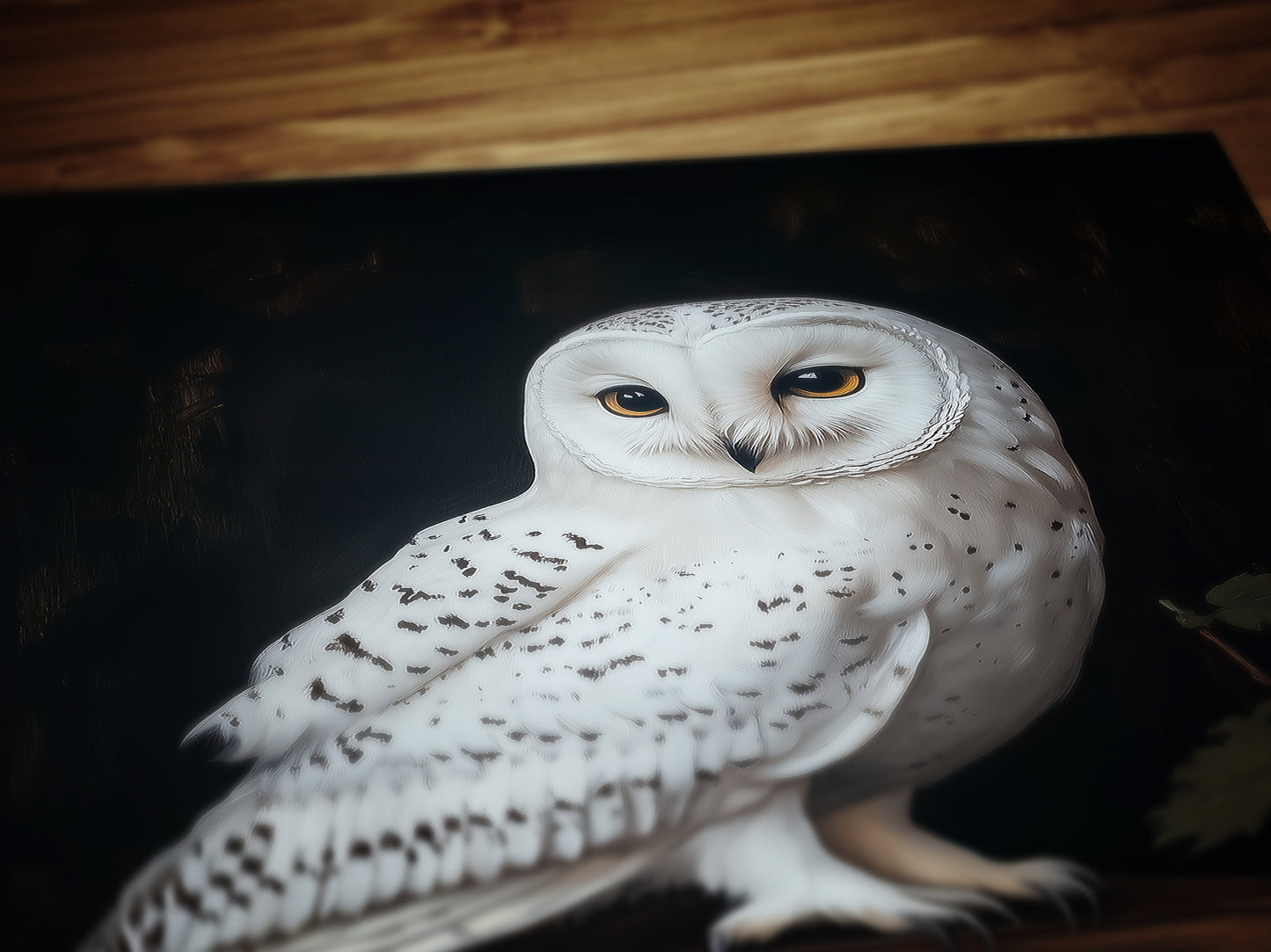 Snowy Owl Perched Wall Art, Dark Academia Bird Poster, Witchy Animal Painting with Books, Moody Cottagecore Whimsigoth Decor