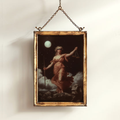 Themis Wall Art, Blind Justice Goddess Poster, Greek Mythology Wall Art, Mythical Lady Justice Painting, Feminine Power Dark Academia Decor