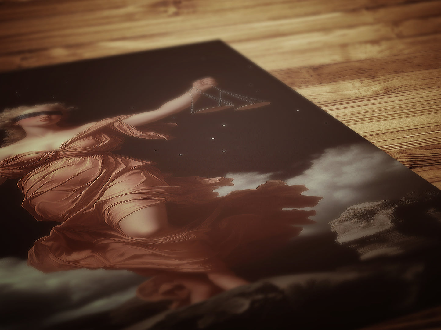 Themis Wall Art, Blind Justice Goddess Poster, Greek Mythology Wall Art, Mythical Lady Justice Painting, Feminine Power Dark Academia Decor