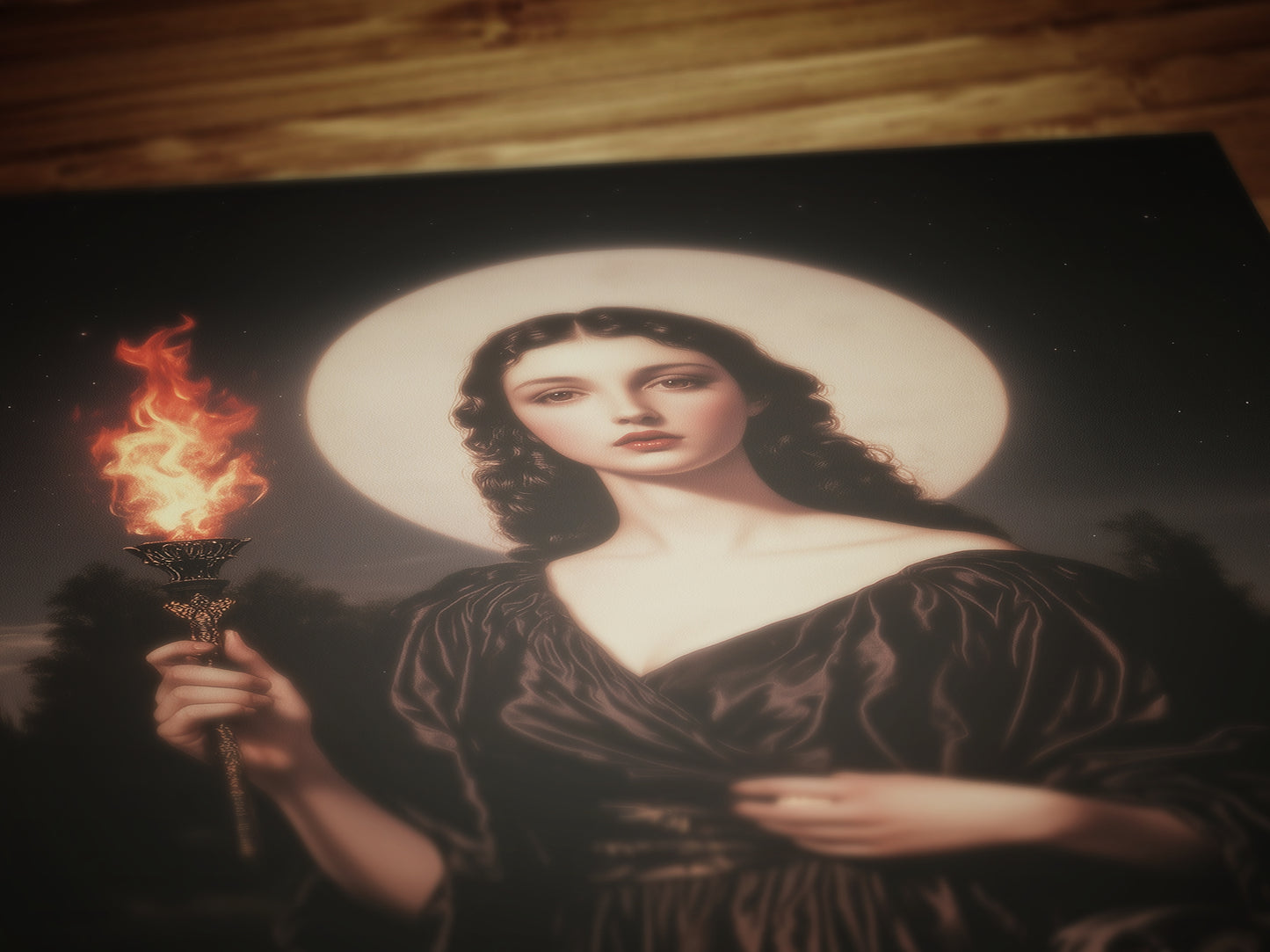 Hecate Greek Goddess Poster, Triple Moon Goddess Painting Print, Whimsigoth Decor Hekate Goddess Wall art, Witchy Dark Academia Print