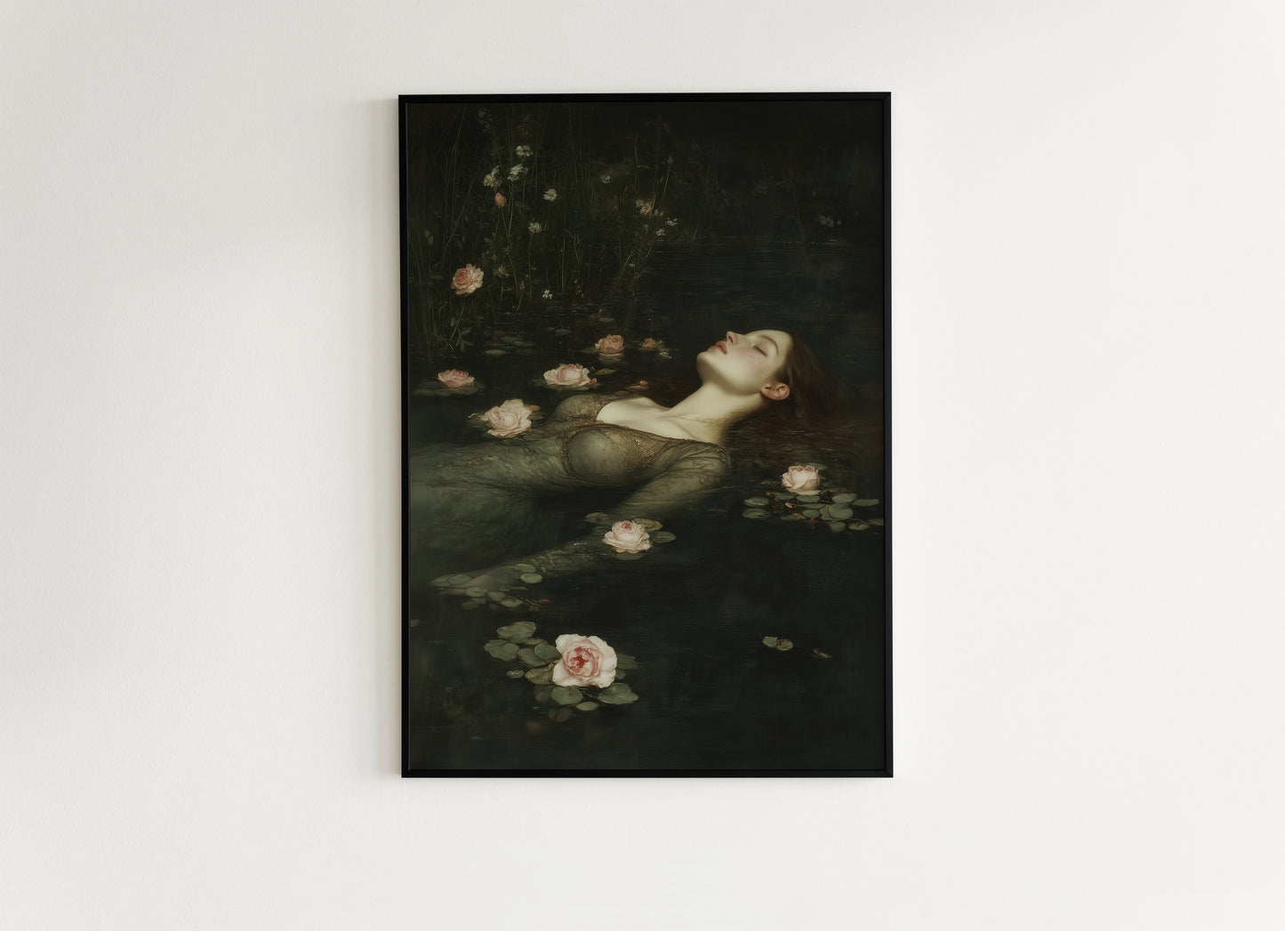 Romantic Gothic Ophelia Poster, Aesthetic Wall Art Moody Victorian Floral Art, Shakespeare Gothic Occult Poster, Printable Cottagecore Decor