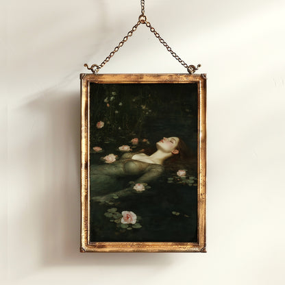 Romantic Gothic Ophelia Poster, Aesthetic Wall Art Moody Victorian Floral Art, Shakespeare Gothic Occult Poster, Printable Cottagecore Decor