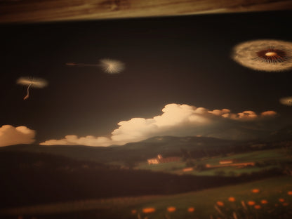 Whimsical Dandelion Field Print, Surreal Botanical Art, Cottagecore Wall Decor, Dark Romance, Nature Fantasy Aesthetic Vintage Poster