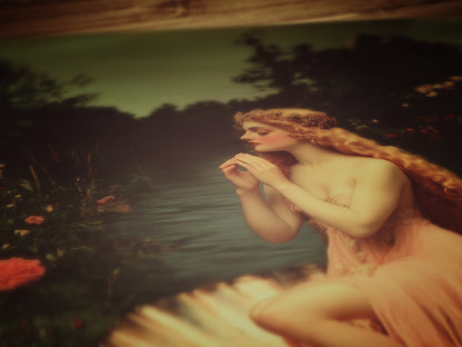 Romantic Greek Mythology Goddess Aphrodite Poster, Venus in Shell Print, Vintage Floral Painting, Dark Romance Whimsical Wall Art Decor