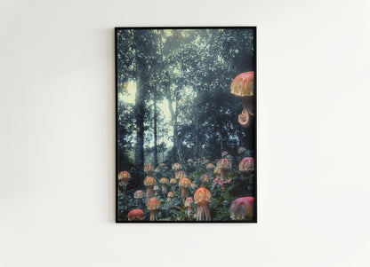 Etheral Medusa Grove, Whimsigoth Decor, Fantasy Landscape Wall art, Botanical Floral Forest, Dark Academia Wall Decor