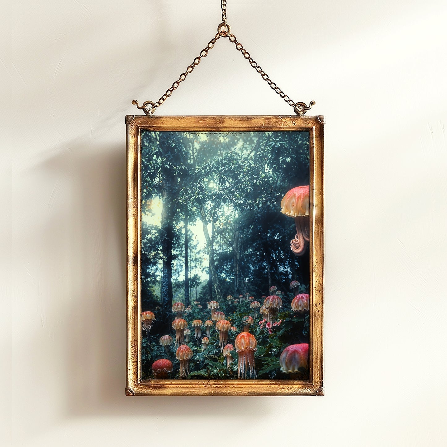 Etheral Medusa Grove, Whimsigoth Decor, Fantasy Landscape Wall art, Botanical Floral Forest, Dark Academia Wall Decor