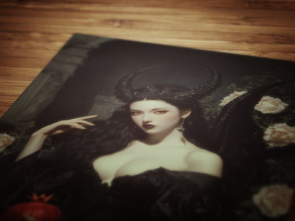 Persephone Holding Pomegranate, Gothic Greek Mythology Goddess Art Poster, Dark Romance Fantasy Painting, Whimsigoth Witchy Wall Decor