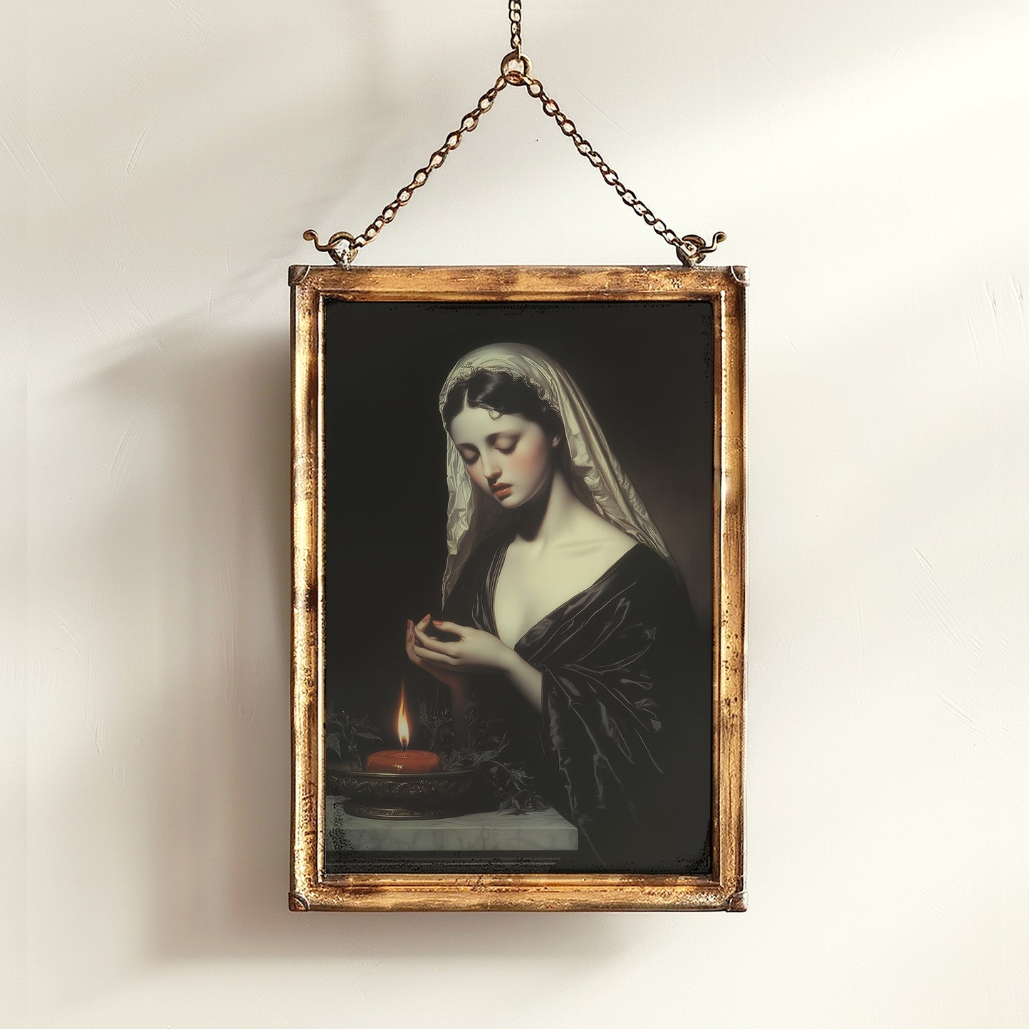 Hestia, Goddess of Hearth Poster, Greek Mythology Art, Dark Academia Home Decor Whimsigoth Sacred Flame Vintage Witch Aesthetic Print