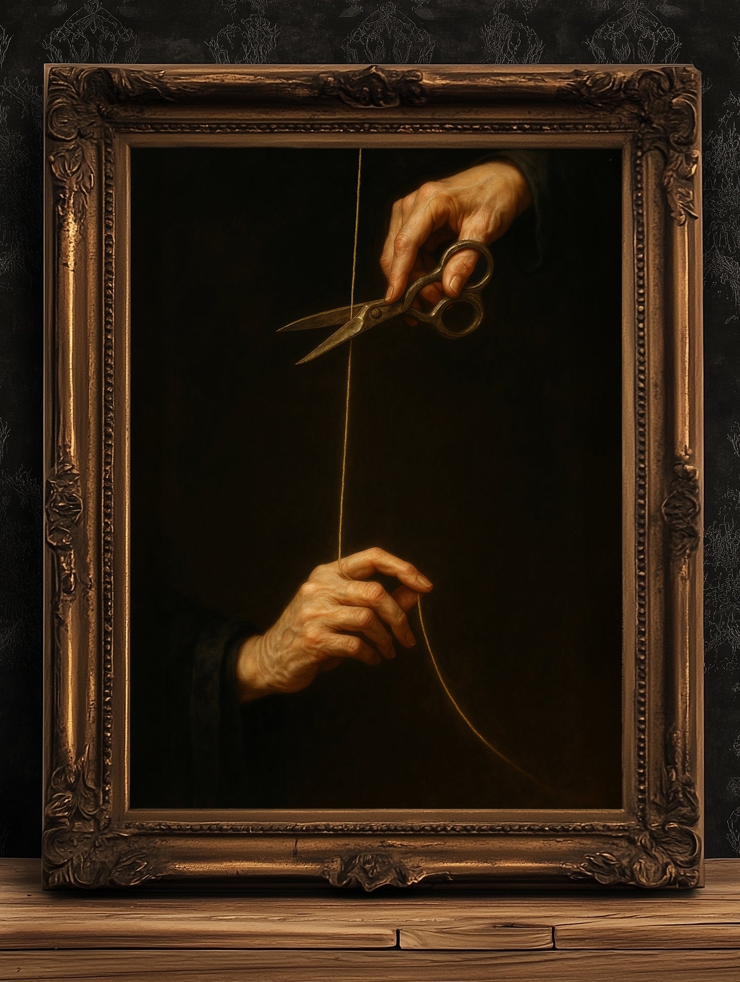 Thread of Life, Gothic Greek Mythology Art Print, Atropos Moirai, The Fates Scissors Hercules, Whimsigoth Witchcore Dark Academia Decor
