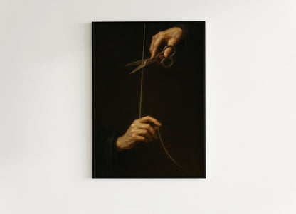 Thread of Life, Gothic Greek Mythology Art Print, Atropos Moirai, The Fates Scissors Hercules, Whimsigoth Witchcore Dark Academia Decor