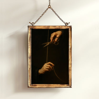 Thread of Life, Gothic Greek Mythology Art Print, Atropos Moirai, The Fates Scissors Hercules, Whimsigoth Witchcore Dark Academia Decor