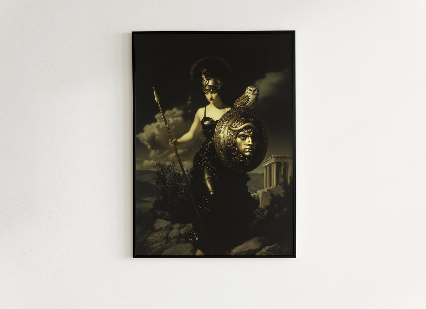 Athena Greek Goddess Poster, Witchcore Moon Art, Dark Goth Aesthetic Feminine Print, Witchy Dark Academia Print, Moody Victorian Wall Art