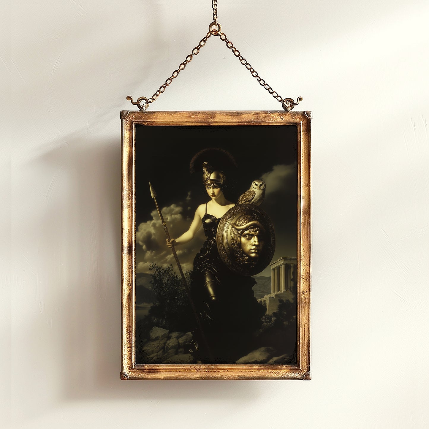 Athena Greek Goddess Poster, Witchcore Moon Art, Dark Goth Aesthetic Feminine Print, Witchy Dark Academia Print, Moody Victorian Wall Art