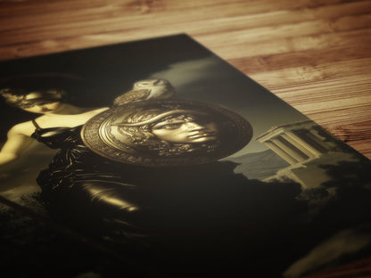 Athena Greek Goddess Poster, Witchcore Moon Art, Dark Goth Aesthetic Feminine Print, Witchy Dark Academia Print, Moody Victorian Wall Art