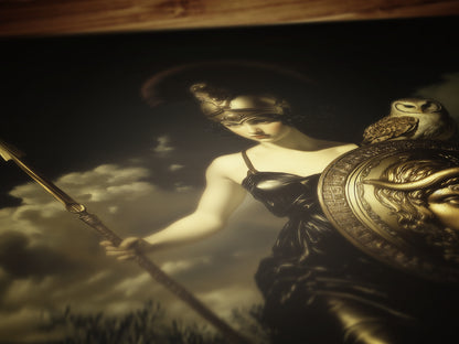 Athena Greek Goddess Poster, Witchcore Moon Art, Dark Goth Aesthetic Feminine Print, Witchy Dark Academia Print, Moody Victorian Wall Art