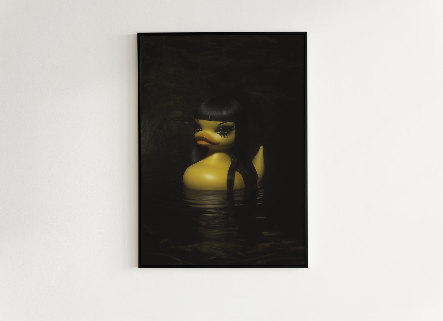 Goth Girl Rubber Duck Art Print, Dark Academia Witchcore Poster Victorian Gothic Decor, Surreal Weird Creepy Wall Art, Weird Items Gifts