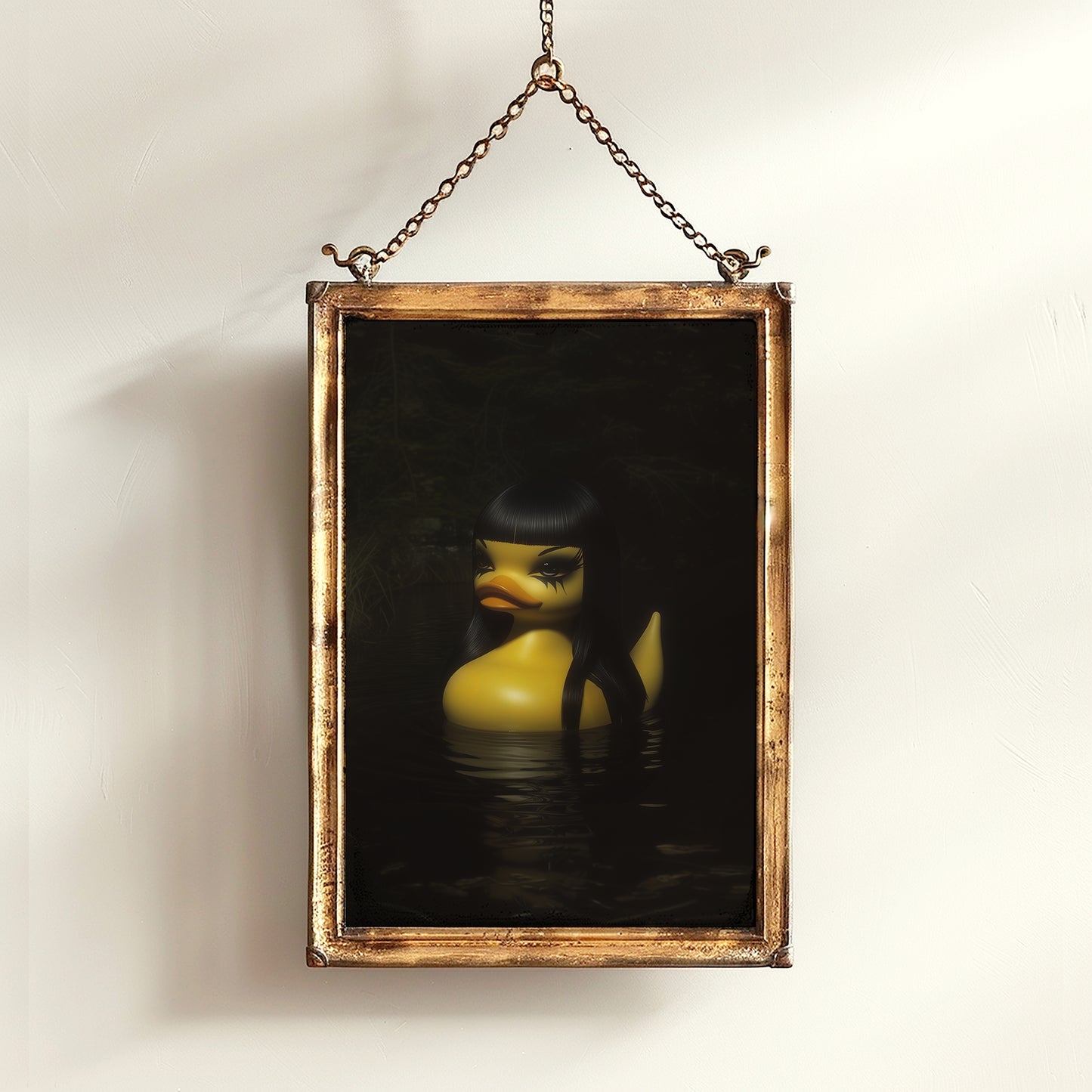 Goth Girl Rubber Duck Art Print, Dark Academia Witchcore Poster Victorian Gothic Decor, Surreal Weird Creepy Wall Art, Weird Items Gifts
