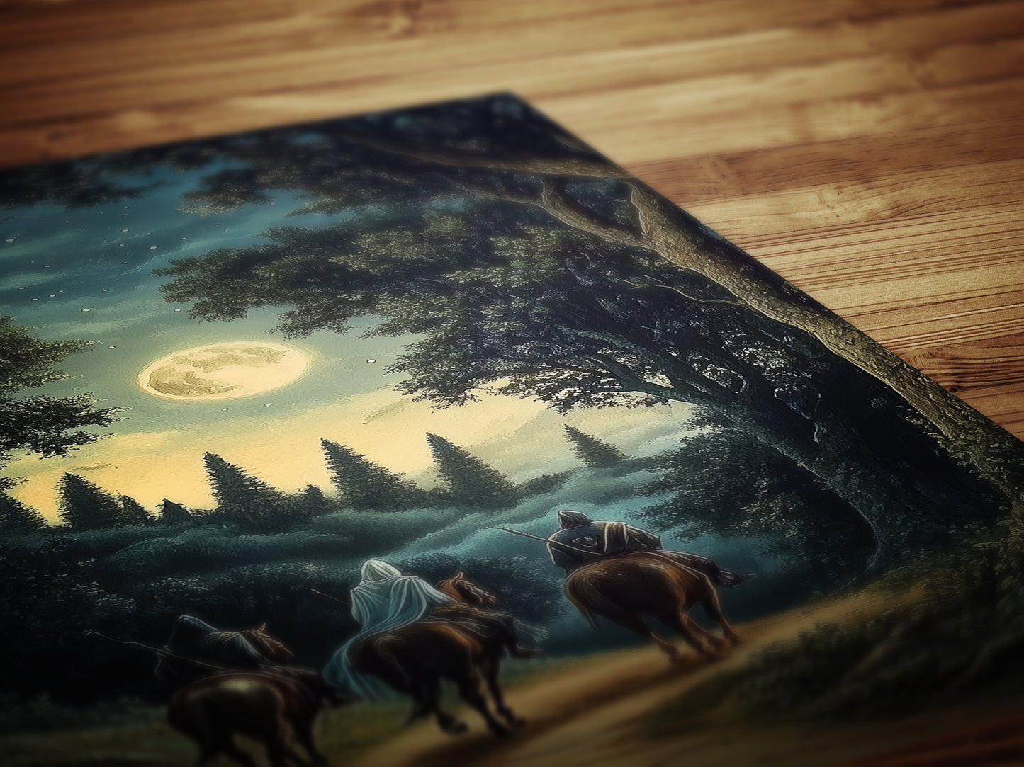 Moonlit Riders Fantasy Wall Art, Whimsigoth Decor, Medieval Forest Poster for Castlecore, Book Nook and Fantasy Home Poster Hanging