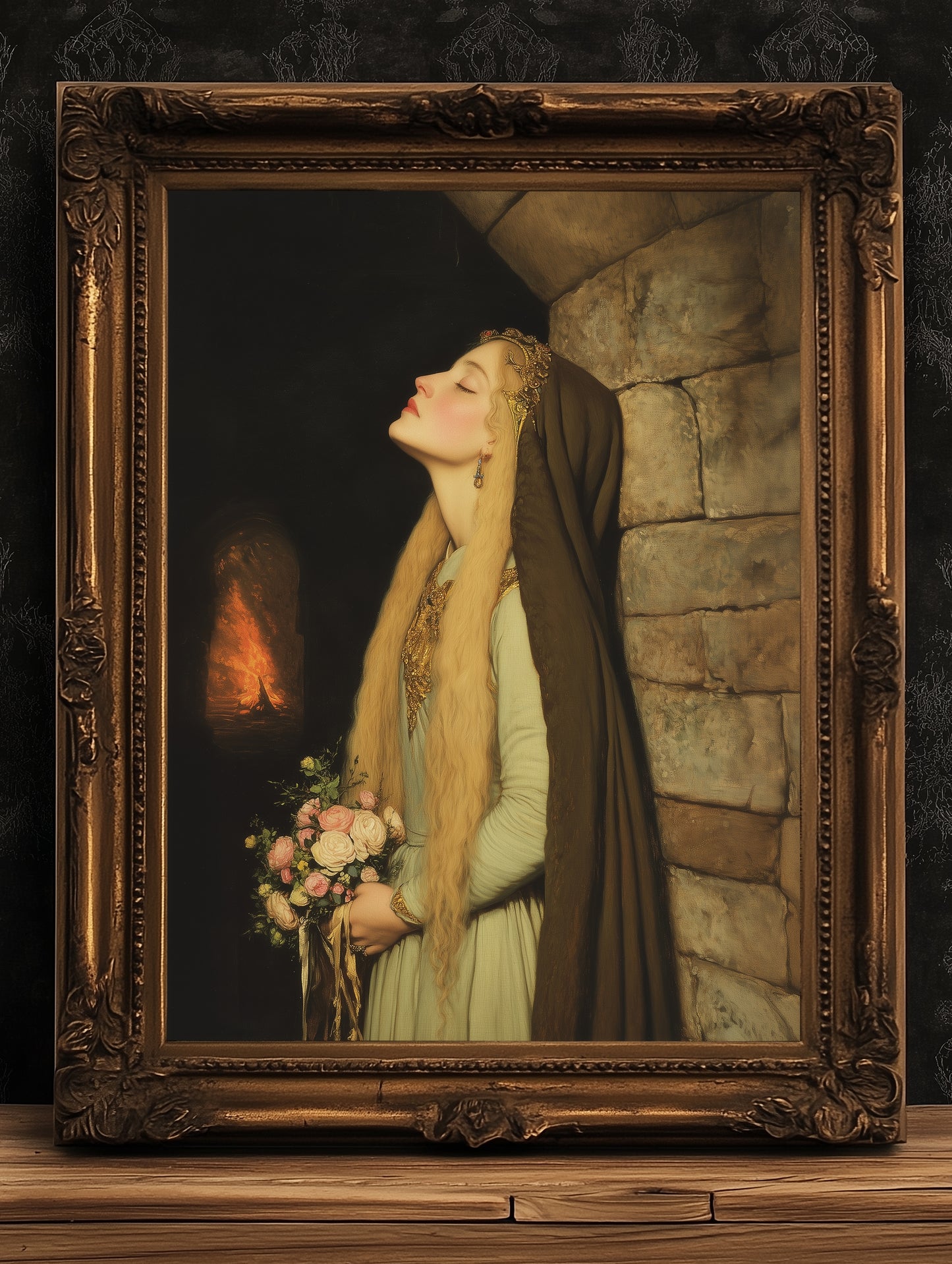 Medieval Maiden Fantasy Print, Whimsigoth Princess Poster for Castlecore, Romantasy Bookish Wall Art, and Dark Romance Fairytale Decor