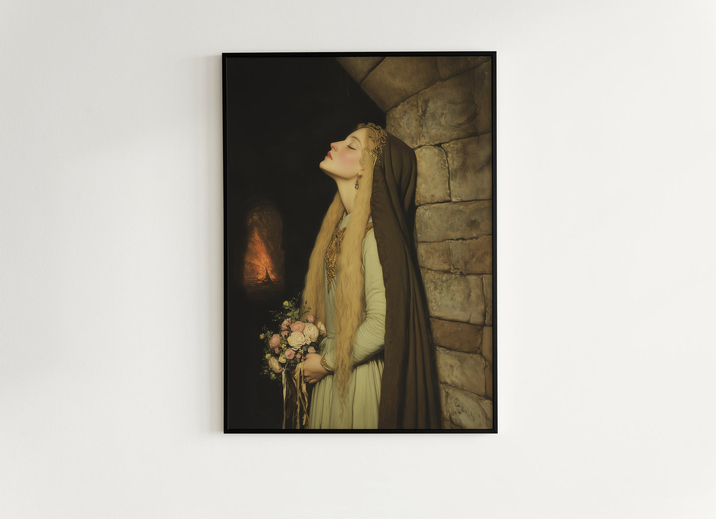 Medieval Maiden Fantasy Print, Whimsigoth Princess Poster for Castlecore, Romantasy Bookish Wall Art, and Dark Romance Fairytale Decor