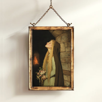 Medieval Maiden Fantasy Print, Whimsigoth Princess Poster for Castlecore, Romantasy Bookish Wall Art, and Dark Romance Fairytale Decor