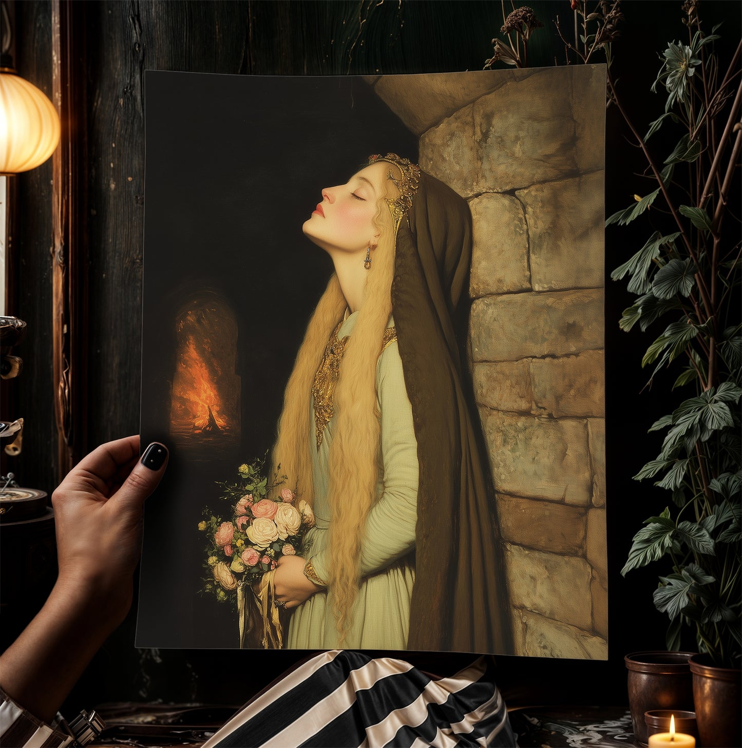 Medieval Maiden Fantasy Print, Whimsigoth Princess Poster for Castlecore, Romantasy Bookish Wall Art, and Dark Romance Fairytale Decor