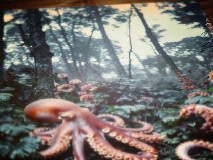 Octopus in the Forest Print, Surreal Nature Art, Botanical Fantasy Landscape, Creepy Cute Horror Home Art, Dark Academia, Goth Wall Decor