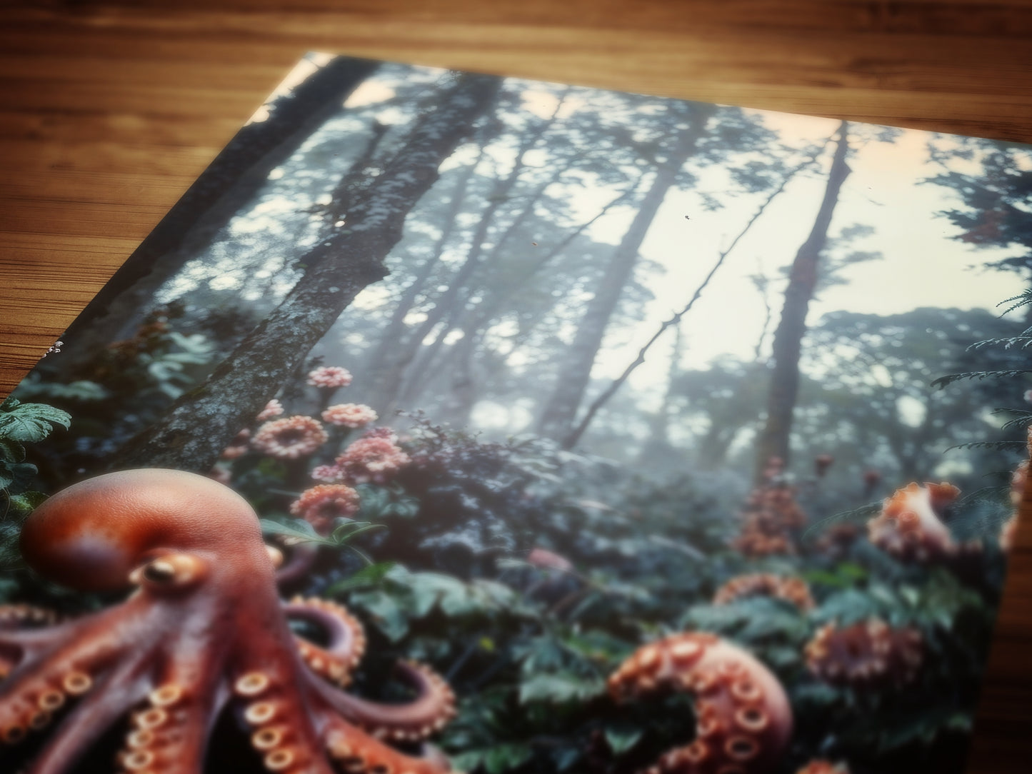 Octopus in the Forest Print, Surreal Nature Art, Botanical Fantasy Landscape, Creepy Cute Horror Home Art, Dark Academia, Goth Wall Decor
