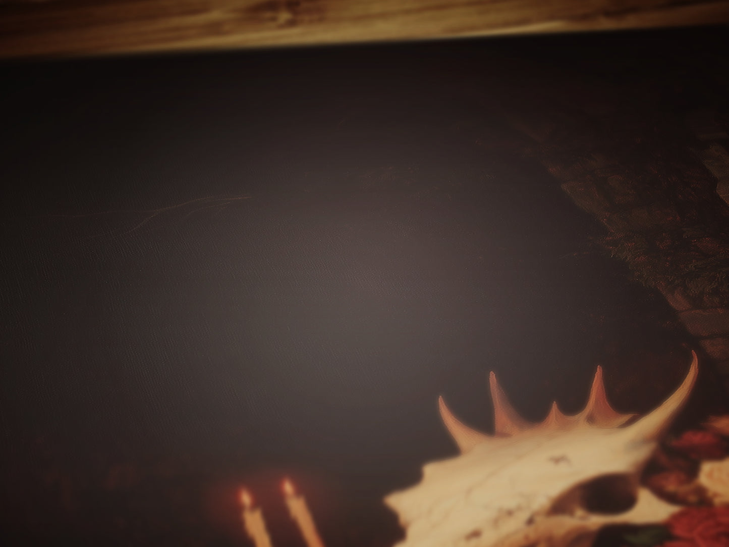 Gothic Dragon Skull Still Life Poster, Whimsigoth Decor, Dark Academia Mythical Creature Art Witchcore Vintage Painting Wall Art