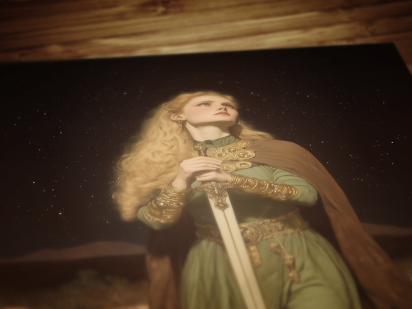 Desert Vow Poster, Knight Oath Wall Art, Whimsigoth Decor, Dark Fantasy Warrior Woman Print, Gothic Medieval Decor, Dark Academia Artwork