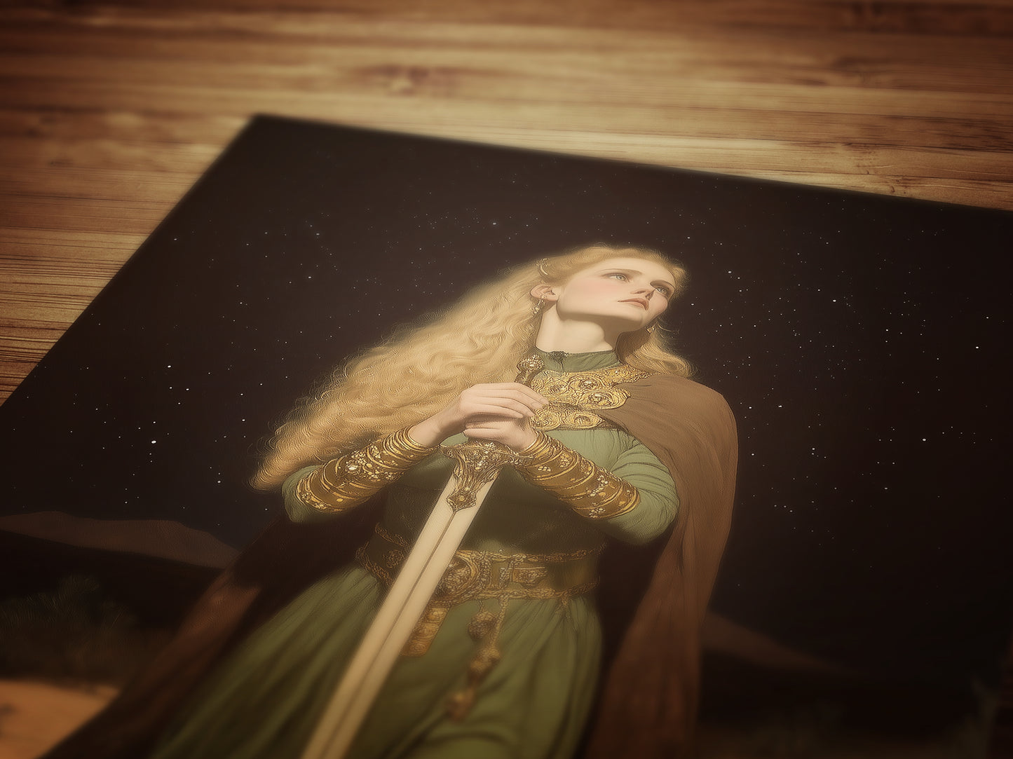 Desert Vow Poster, Knight Oath Wall Art, Whimsigoth Decor, Dark Fantasy Warrior Woman Print, Gothic Medieval Decor, Dark Academia Artwork