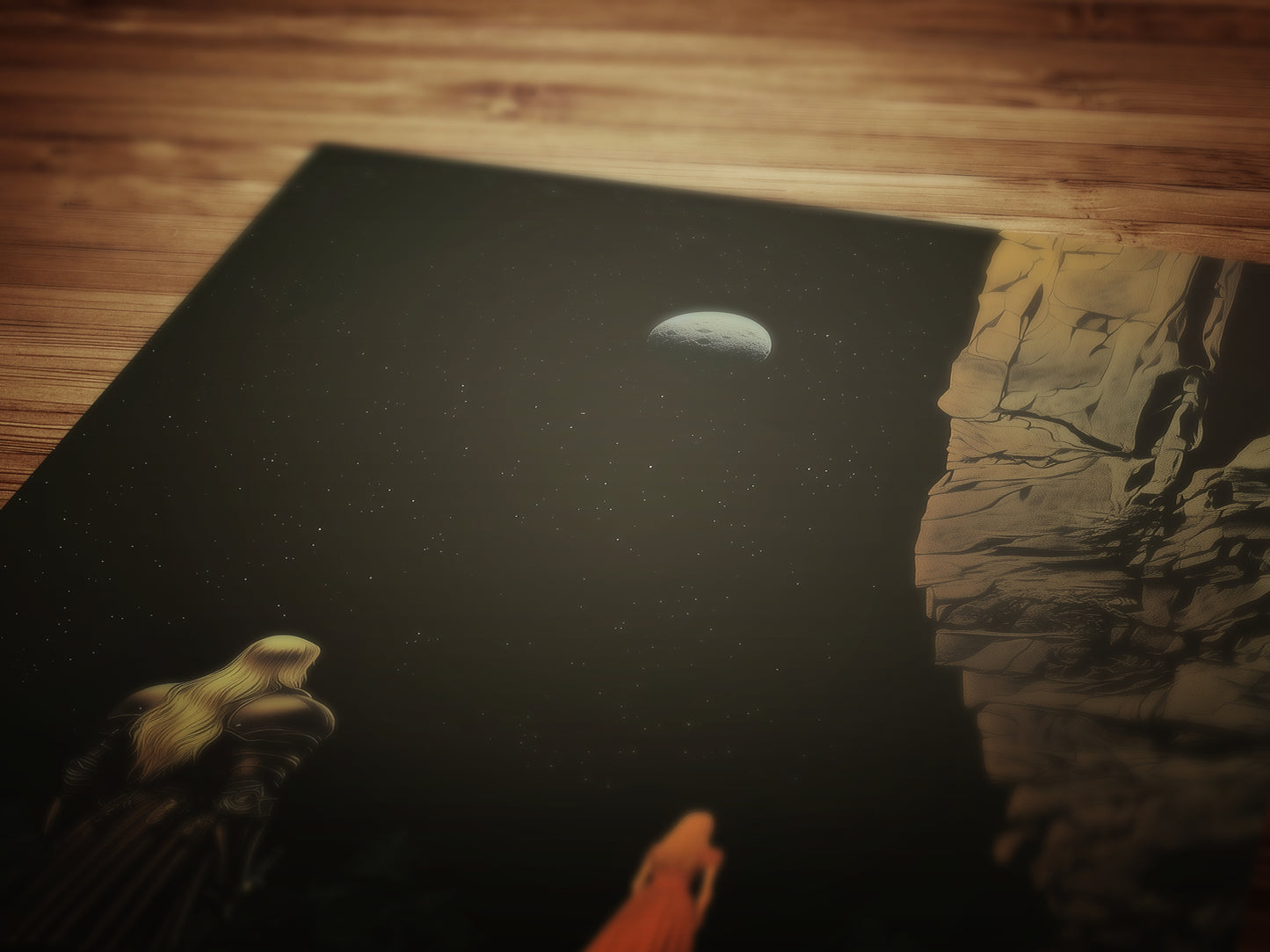 Dark Fantasy Knight and Lady Poster, Desert Moon Gothic Art Print, Medieval Romance Wall Decor, Whimsigoth Decor, Dark Academia Aesthetic